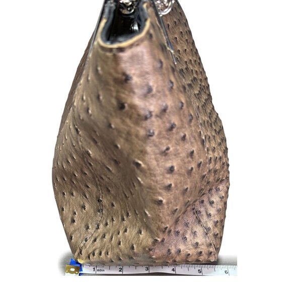 Faux Ostrich Leather Shoulder Bag With Chain Straps - Picture 10 of 10